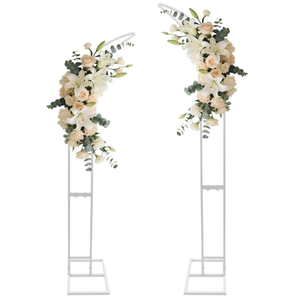 2 PCS Wedding Arch Stand – 6.9ft & 6.2ft Curved Metal Backdrop, 11lbs Capacity